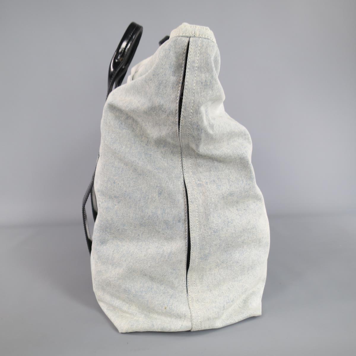 3.1 PHILLIP LIM Blue Denim Black Leather 31 Hour Bag