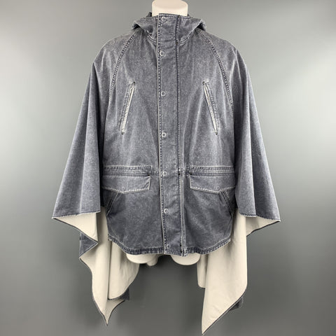 3.1 PHILLIP LIM S Washed Denim Look Cotton Hooded Cape Parka