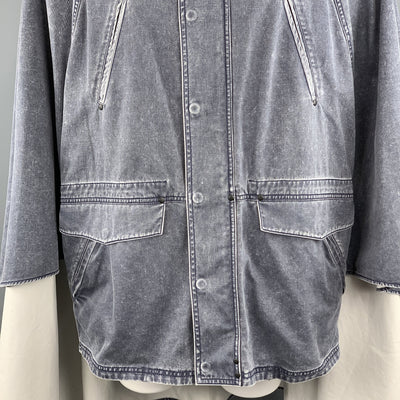3.1 PHILLIP LIM S Washed Denim Look Cotton Hooded Cape Parka