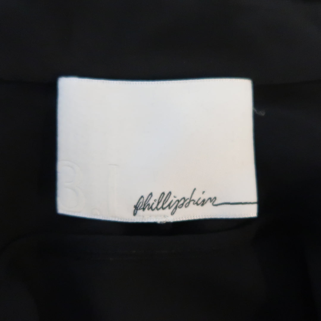 3.1 PHILLIP LIM Size S Black Silk Chiffon Lace Panel Band Collar Blouse