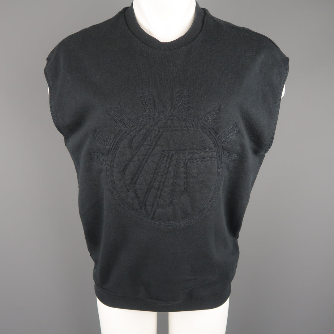 3.1 PHILLIP LIM Size XS Black Embroidery Cotton Sleeveless Pullover Sweater