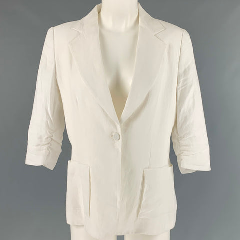 ALBERTO MAKALI Taille 6 Blazer à simple boutonnage en lin blanc