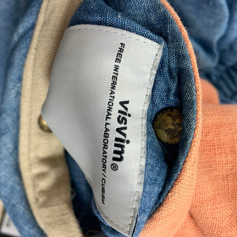VISVIM Size S Blue Orange Color Block Cotton Linen Reversible Vest