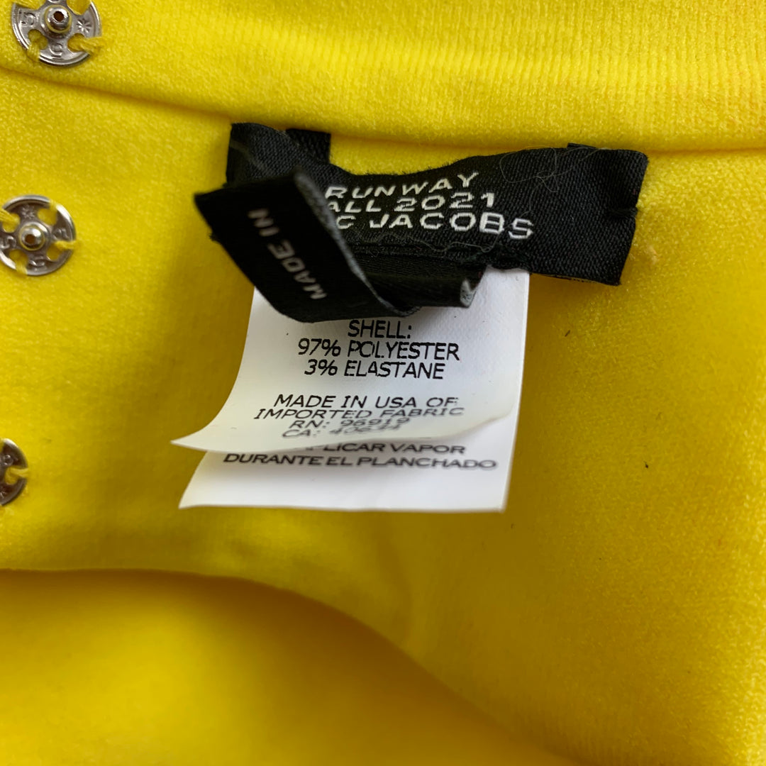 MARC JACOBS Pasarela 2021 Talla XS Traje de cuerpo abierto de poliéster amarillo