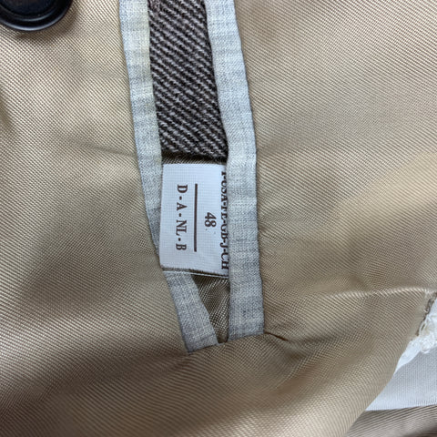 BRUNELLO CUCINELLI Size 38 Brown & Cream Twill Peak Lapel Sport Coat