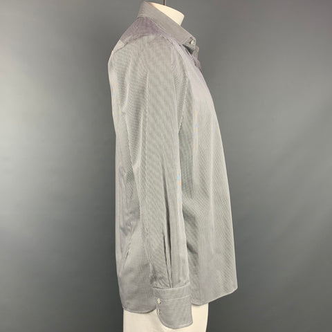 TOM FORD Size XL Black & White Grid Cotton Button Up Long Sleeve Shirt
