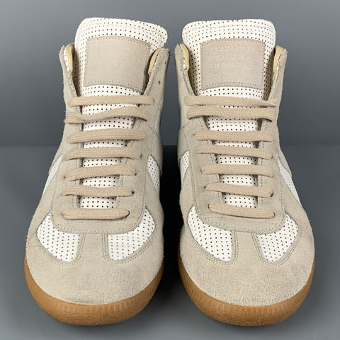 MAISON MARGIELA Size 10 White Natural Perforated Leather REPLICA Sneakers