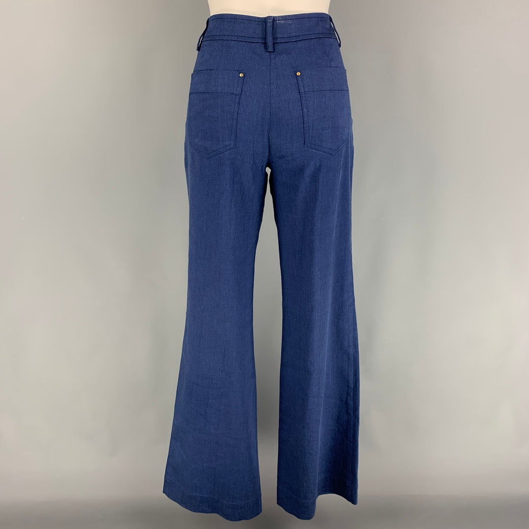 TRINA TURK Size 28 Blue Linen Blend High Waisted Casual Pants