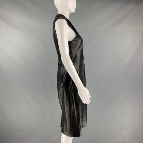 RALPH LAUREN Size 8 Black Leather Lamb Skin Sleeveless Dress