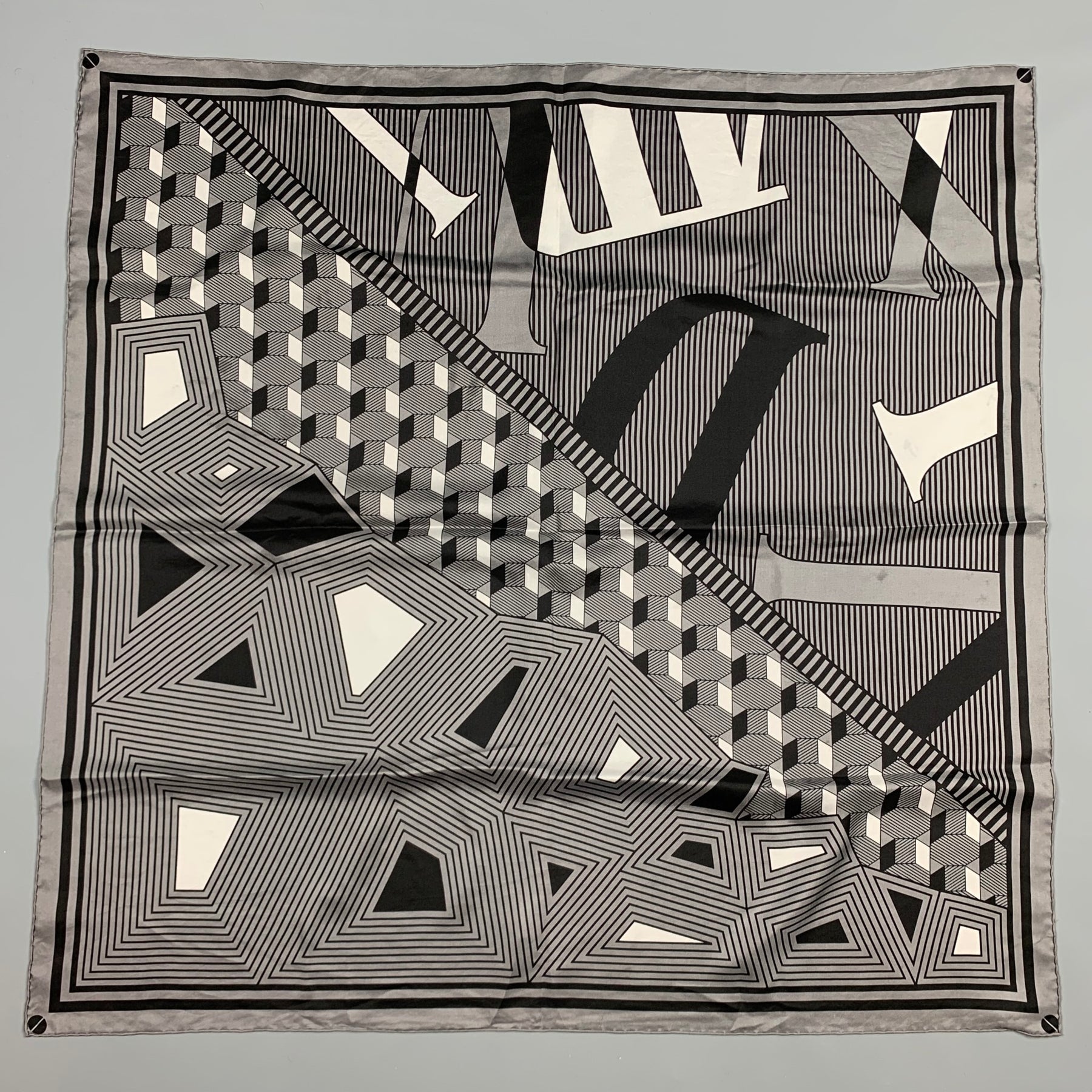 AUDEMARS PIGUET Grey Black Silk Scarf Sui Generis