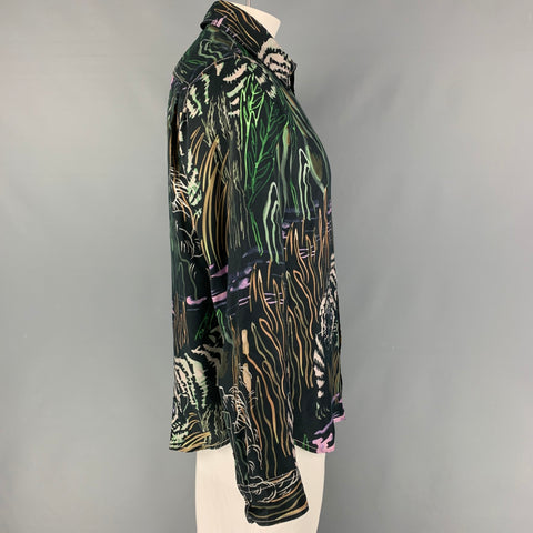 3.1 PHILLIP LIM Size L Multi-Color Print Cupro Button Up Long Sleeve Shirt