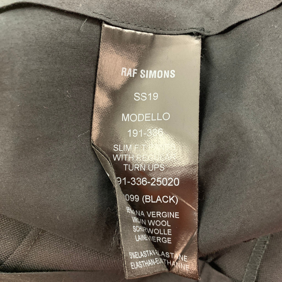 RAF SIMONS Size 36 Black Virgin Wool Flat Front Dress Pants