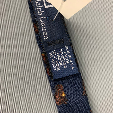 POLO by RALPH LAUREN Navy Horse Print Wool Bow Tie