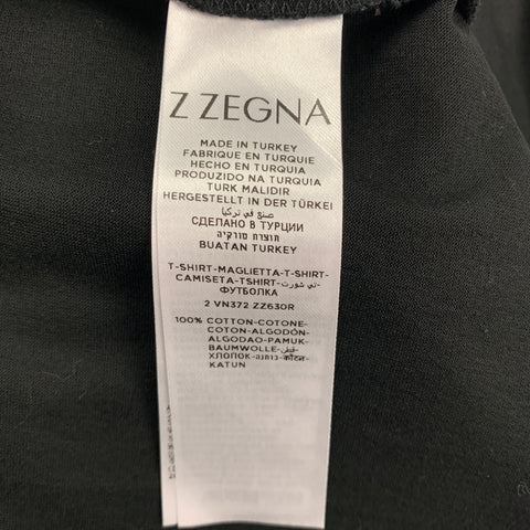 Z ZEGNA Size XL Black Print Cotton Crew-Neck T-shirt
