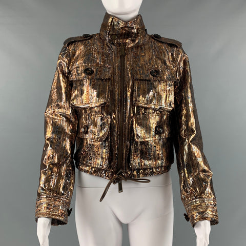 DSQUARED2 Taille 6 Veste métallisée en viscose polyester argent doré