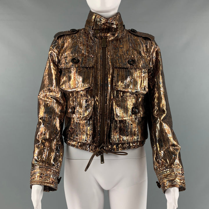 DSQUARED2 Size 6 Gold Silver Polyester Viscose Metallic Jacket