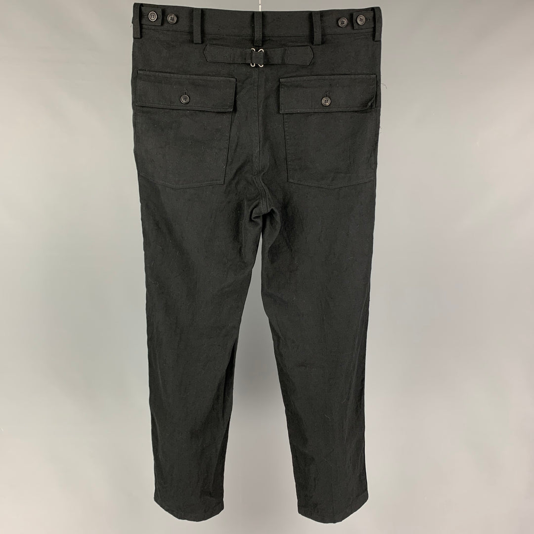 VISVIM Size L Black Linen Blend Zip Fly Alda Pants
