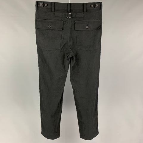 VISVIM Talla L Pantalones Alda con cremallera y mezcla de lino negro
