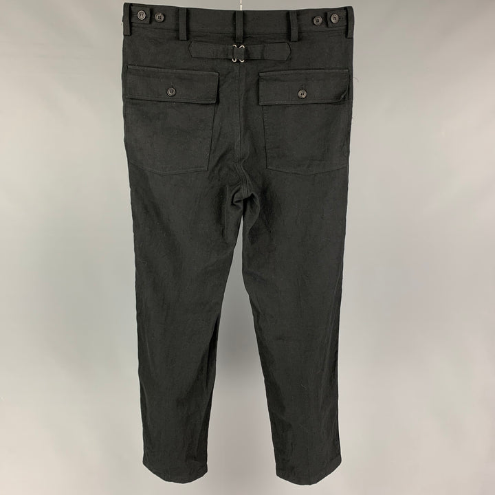 VISVIM Size L Black Linen Blend Zip Fly Alda Pants