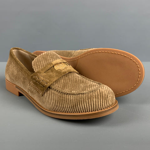 MIU MIU Size 7.5 Khaki Corduroy Penny Flats