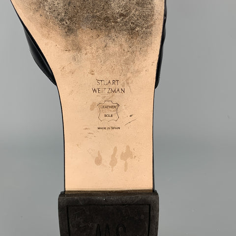 STUART WEITZMAN Talla 11 Zapatos planos con hebilla plateada de charol negro