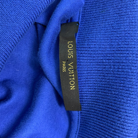 LOUIS VUITTON Size M Blue Black & White Stripe Cotton Buttoned Polo