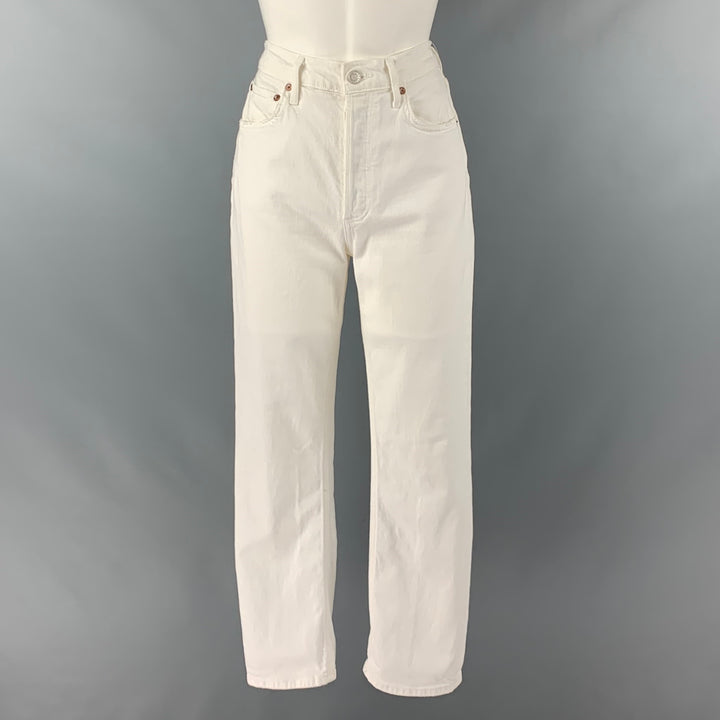 AGOLDE Size 27 Cream Cotton  Elastane Button Fly Jeans