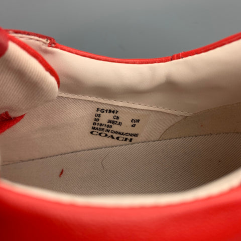 COACH Talla 10 Zapatillas bajas de cuero rojo con cordones