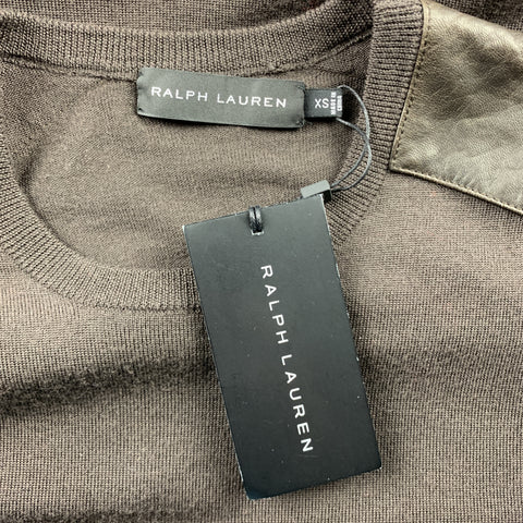 RALPH LAUREN Size XS Brown Merino Wool Crew-Neck Pullover