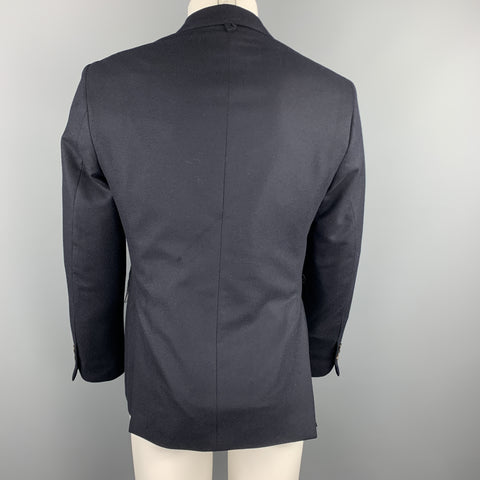 BLACK FLEECE Size 38 Navy Wool Double Breasted Notch Lapel Sport Coat