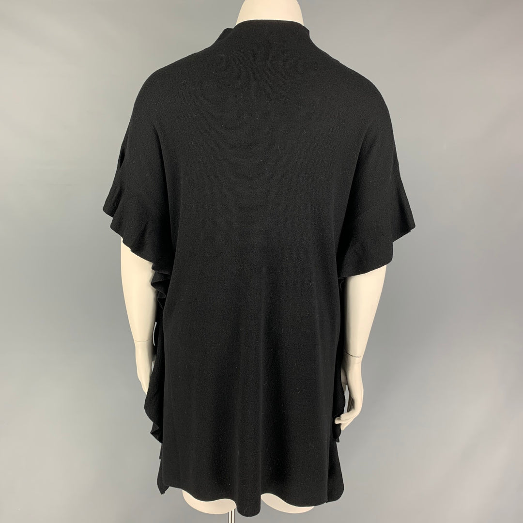 ELIE TAHARI Size M/L Black Merino Wool Ruffled Sleeveless Dress