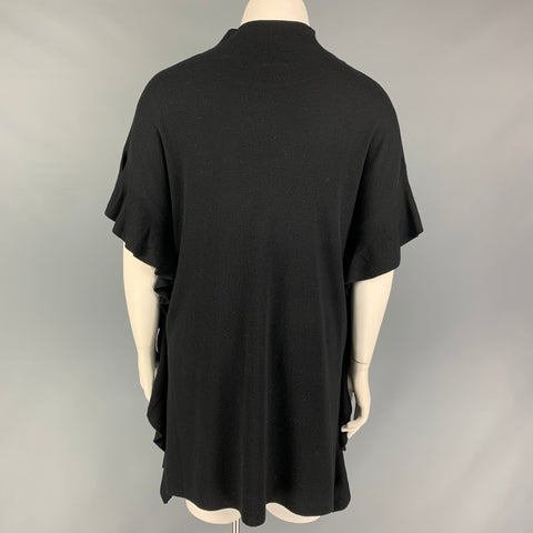 ELIE TAHARI Size M/L Black Merino Wool Ruffled Sleeveless Dress