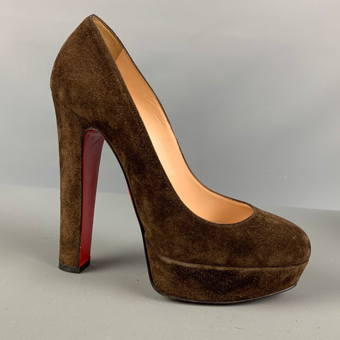 CHRISTIAN LOUBOUTIN Talla 6 Zapatos de tacón con plataforma de ante marrón