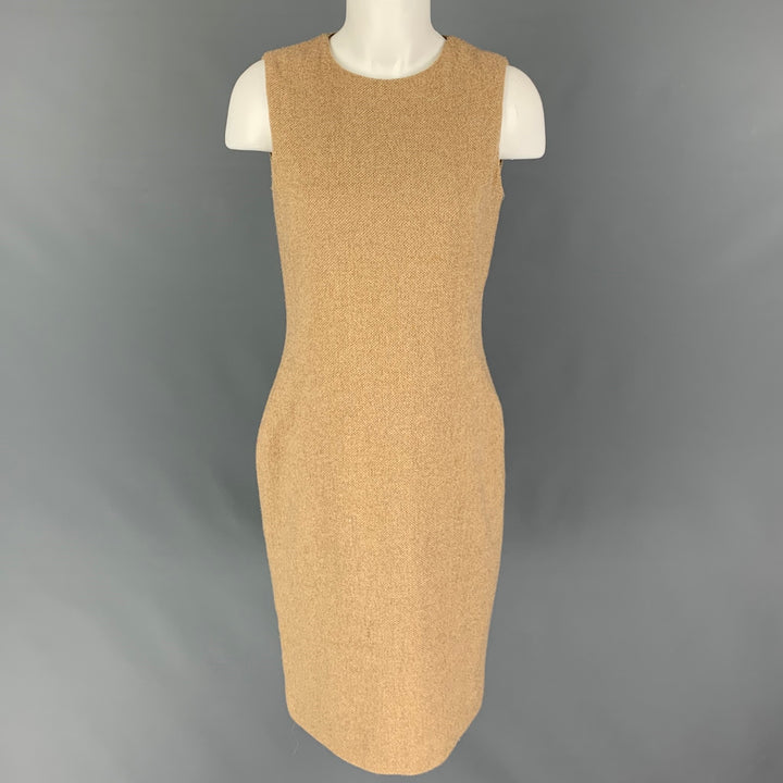 RALPH LAUREN Black Label Taille 6 Robe sans manches tissée en mélange de laine beige