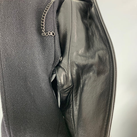 THE KOOPLES Size M Black Solid Wool Blend Biker Coat