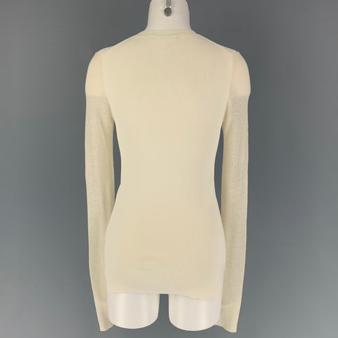 CELINE Size M Cream Viscose Blend Two Tone Crew-Neck Pullover