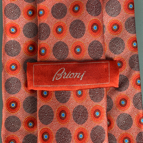 BRIONI Red Black Dot Print Silk Neck Tie