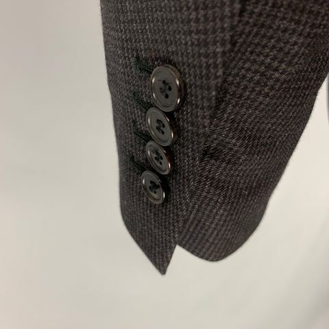 MARNI Size 38 Grey Black Grid Wool Cotton Notch Lapel Sport Coat