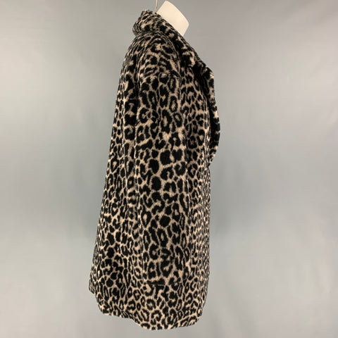 HARRIS WHARF LONDON Taille 4 Manteau en laine et polyester à imprimé animal gris noir