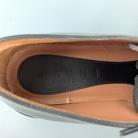MARNI Size 6 Slate Leather Lace Up Shoes