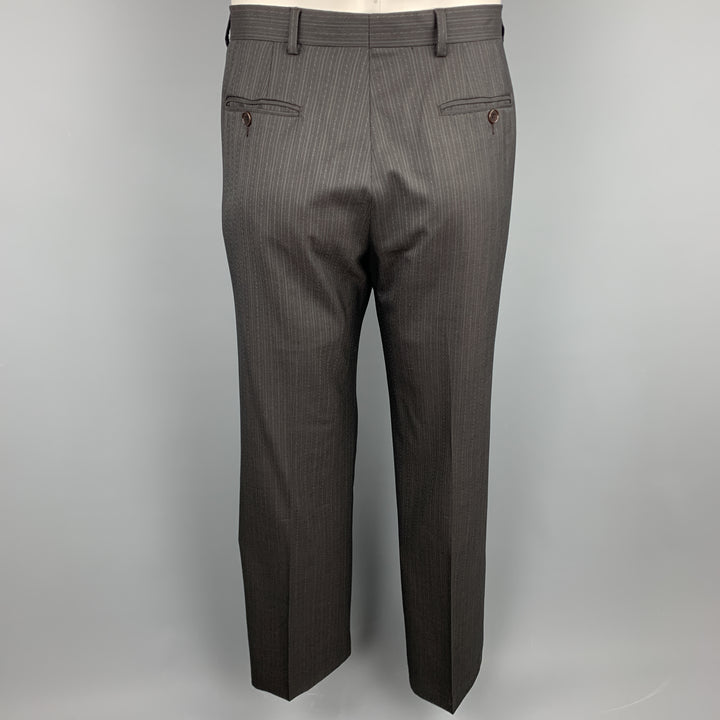 PAUL SMITH Size 42 Regular Brown Stripe Wool Notch Lapel Suit