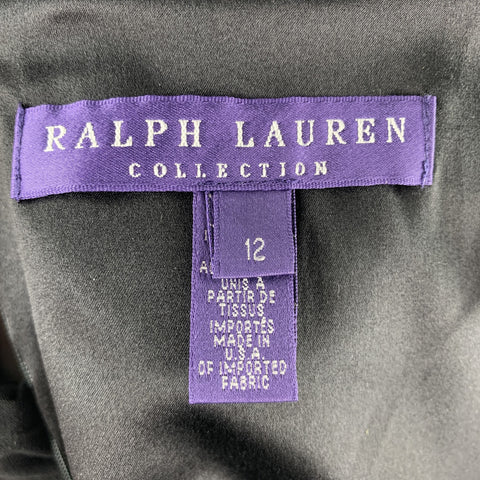 RALPH LAUREN Size 12 Black Wool Boat Neck Fit Flair Dress
