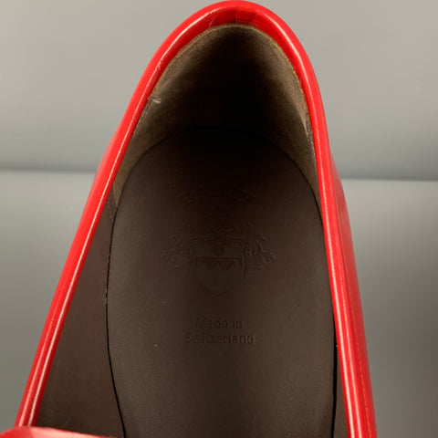 BALLY Size 10 Red Leather Slip On Loafers