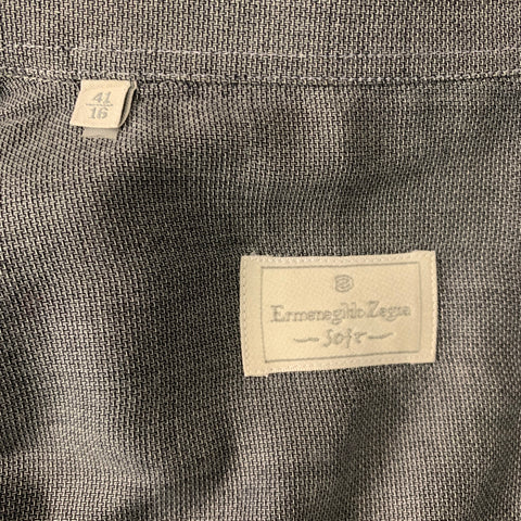 ERMENEGILDO ZEGNA Soft Size L Grey Button Down Long Sleeve Shirt