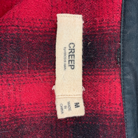 CREEP by HIROSHI AWAI Size M Red & Black Plaid Wool / Polyester Shirt Jacket