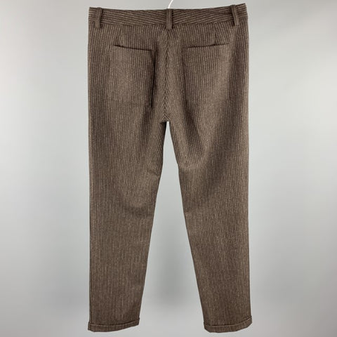 IN GOD WE TRUST Size 28 Brown Pinstripe Wool Zip Fly Dress Pants