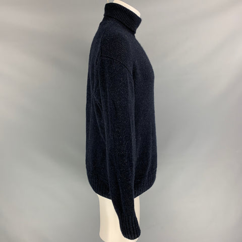 45rpm Size XL Navy Knitted Wool Turtleneck Sweater
