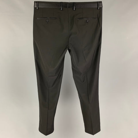 DOLCE & GABBANA Size 32 Black Wool Blend Tuxedo Dress Pants