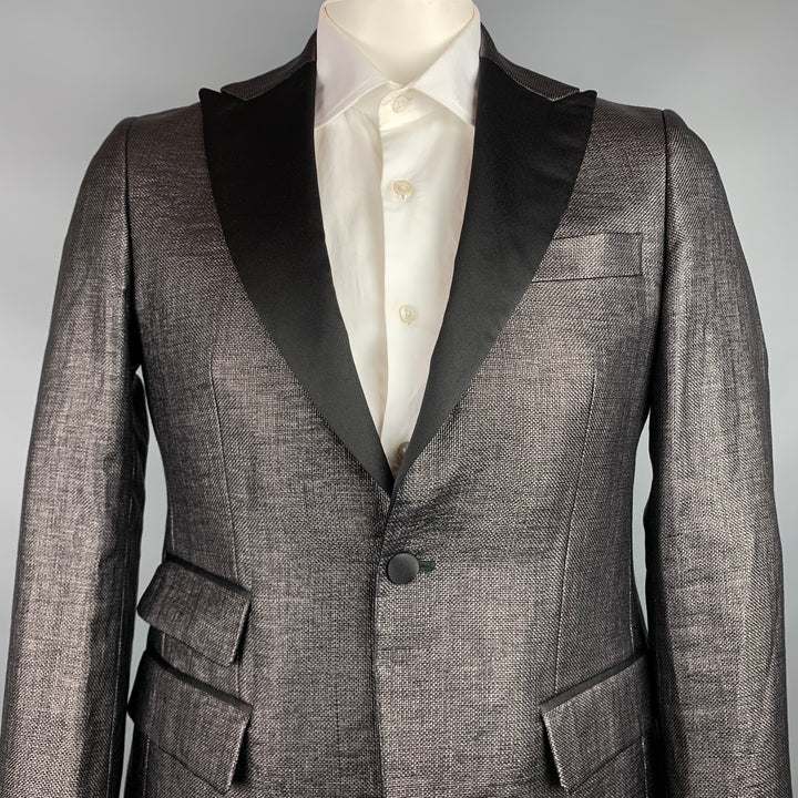 J. LINDEBERG Size 42 Regular Black Woven Polyamide / Cotton Sport Coat