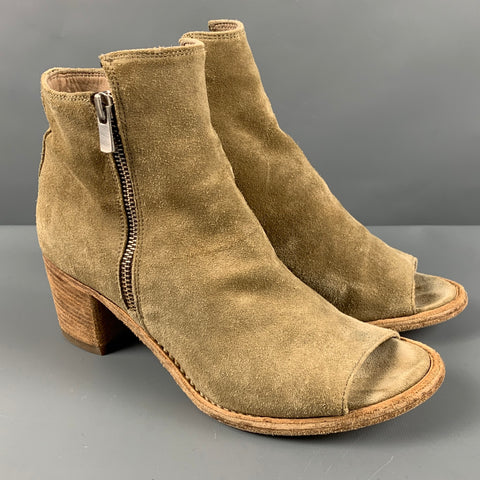 OFFICINE CREATIVE Talla 8.5 Botas peep toe de ante beige